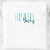 Einfach Bold Type Aqua Blue Rechteckiger Aufkleber (Tasche)