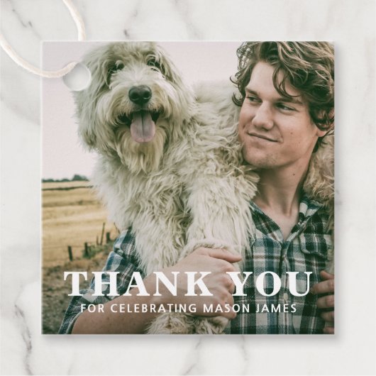 Einfach Bold Vielen Dank Typ Foto Abschluss Geschenkanhänger (Vorderseite)