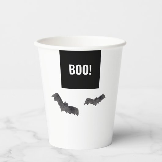 Einfach BOO! Halloween Black & White Bat Pappbecher (Vorderseite)