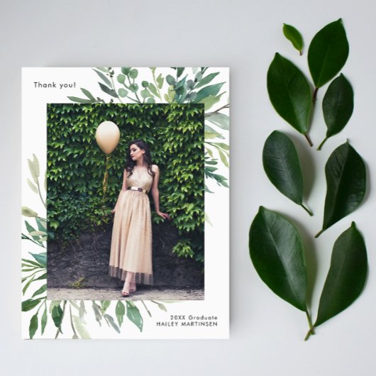 Einfach Botanischer One Foto Abschluss Vielen Dank Postkarte