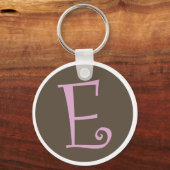 Einfach braun und rosa Schlüsselanhänger "E" (Vorderseite)