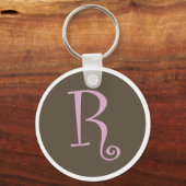Einfach braun und rosa Schlüsselanhänger "R" (Vorderseite)
