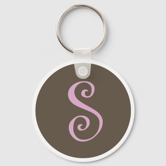 Einfach braun und rosa Schlüsselanhänger "S" (Vorderseite)