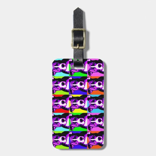 Einfach, bunten Pitbull-Grafik-Gepäckanhänger zu Gepäckanhänger (Vorderseite vertikal)