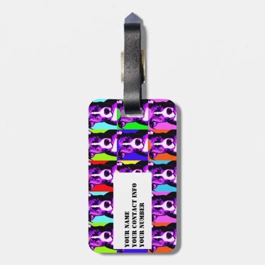 Einfach, bunten Pitbull-Grafik-Gepäckanhänger zu Gepäckanhänger (Rückseite vertikal)