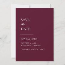 Einfach Burgund Typografie Modern Save the Date