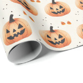 Einfach charmantes Jack-O-Lantern-Muster Halloween Geschenkpapier (Rolleneckpunkt)