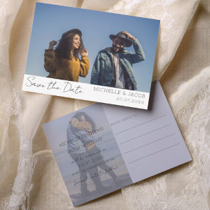 Einfach Chic 2 Foto Save-the-Date-Hochzeit Ankündigungspostkarte