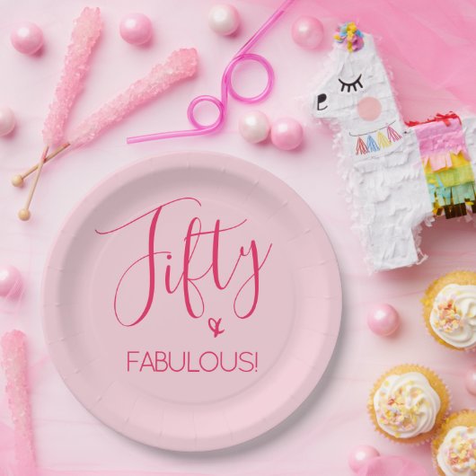 Einfach Chic 50 & FABULOUS in Rosa Pappteller (Party)