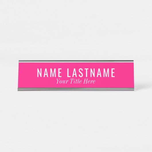 Einfach Chic Basic Girly Bright Pink Bold Schreibtischnamensplakette (Vorderseite )