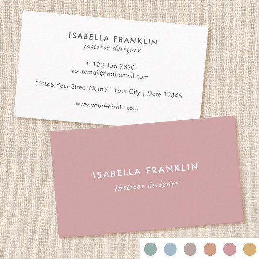 Einfach Chic Beruflich Minimalistisch Dusty Pink Visitenkarte