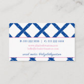 Einfach Chic Blau und Weiß Bambus Trellis Visitenkarte (Rückseite)