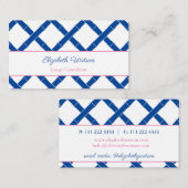 Einfach Chic Blau und Weiß Bambus Trellis Visitenkarte (Vorne/Hinten)