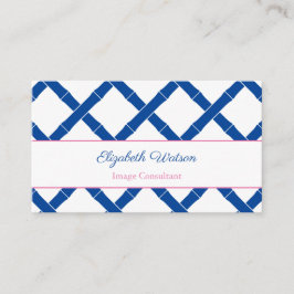 Einfach Chic Blau und Weiß Bambus Trellis Visitenkarte