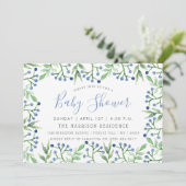 Einfach Chic Blueberries Baby Shower Einladungen (Stehend Vorderseite)