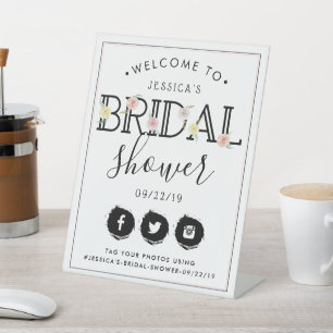 Einfach Chic Blumengarten Brautparty Willkommen Sockelschild