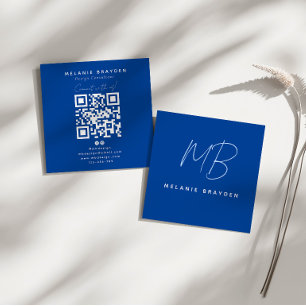 Einfach Chic Elegantes Navy Blau Zwei Monogramm Quadratische Visitenkarte