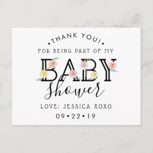 Einfach Chic Floral Garden Baby Dusche Vielen Dank Ankündigungspostkarte