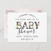 Einfach Chic Floral Garden Baby Dusche Vielen Dank Ankündigungspostkarte (Vorne/Hinten)