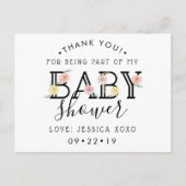 Einfach Chic Floral Garden Baby Dusche Vielen Dank Ankündigungspostkarte (Vorderseite)