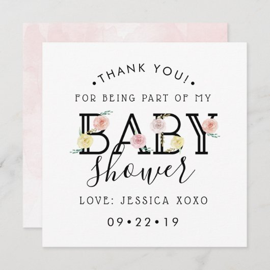 Einfach Chic Floral Garden Baby Dusche Vielen Dank Dankeskarte (Vorne/Hinten)