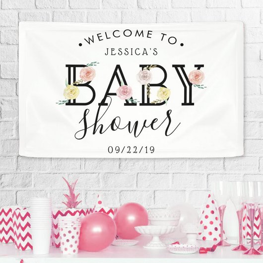 Einfach Chic Floral Garden Baby Dusche Willkommen Banner