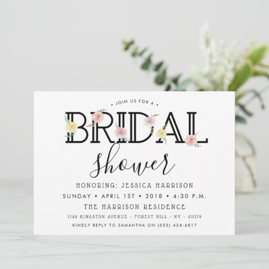 Einfach Chic Floral Garden Brautparty Einladung (Stehend Vorderseite)