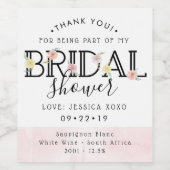 Einfach Chic Floral Garden Brautparty Vielen Dank Weinetikett (Einzelnes Label)