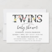 Einfach Chic Floral Garden Twins Baby Dusche Einladung (Vorderseite)
