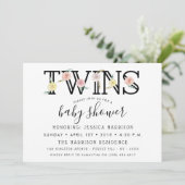 Einfach Chic Floral Garden Twins Baby Dusche Einladung (Stehend Vorderseite)