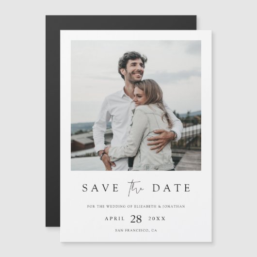 Einfach Chic Foto Wedding Save the Date Magnet (Vorne/Hinten)