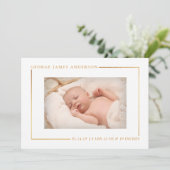 Einfach Chic Gold Foil Foto Geburtserklärung ankün Ankündigung (Stehend Vorderseite)