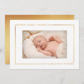 Einfach Chic Gold Foil Foto Geburtserklärung ankün Ankündigung (Vorne/Hinten)