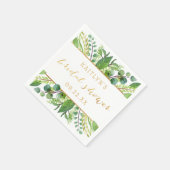 Einfach Chic Greenery & Gold Brautparty Serviette (Ecke)