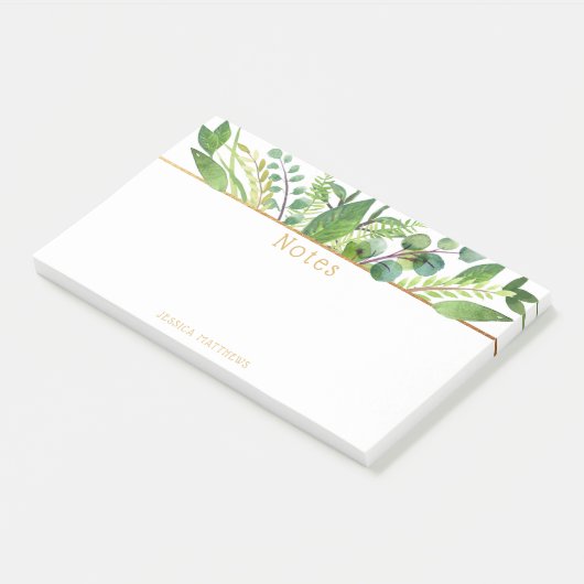 Einfach Chic Greenery & Gold Foil Note Pad Post-it Klebezettel (angewinkelt)