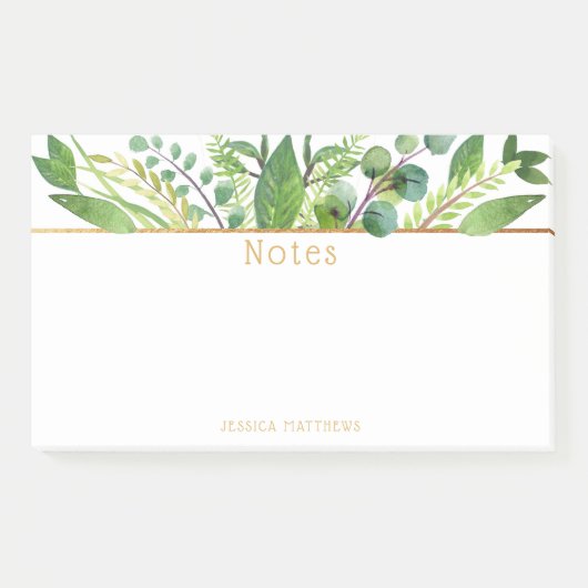 Einfach Chic Greenery & Gold Foil Note Pad Post-it Klebezettel (Vorderseite)