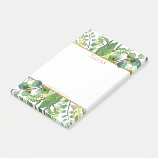 Einfach Chic Greenery & Gold Foil Note Pad Post-it Klebezettel (angewinkelt)