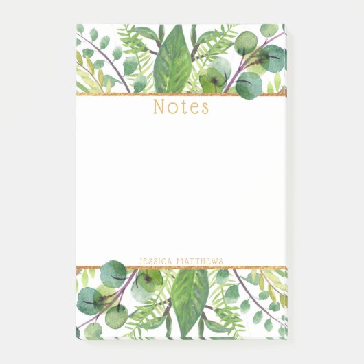 Einfach Chic Greenery & Gold Foil Note Pad Post-it Klebezettel (Vorderseite)