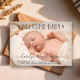 Einfach Chic Pink Polka Dots Birth Announcement Ankündigung