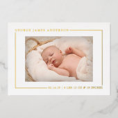 Einfach Chic Real Foil Foto Geburtserklärung ankün Folieneinladung (Vorderseite)