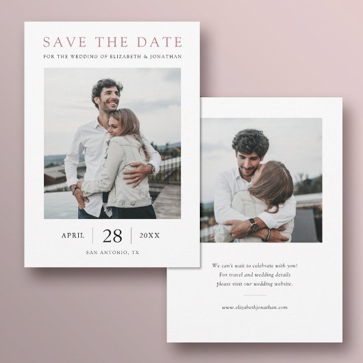 Einfach Chic Rose Gold 2 Foto Hochzeit Save The Date