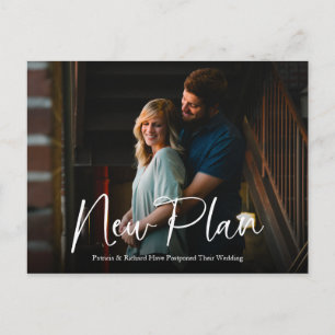 Einfach chic Schrift Neues Plan Hochzeit verschobe Postkarte