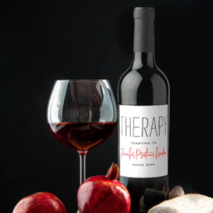 Einfach Chic Schwarz-Weiß Scheidung Humor Name Weinetikett