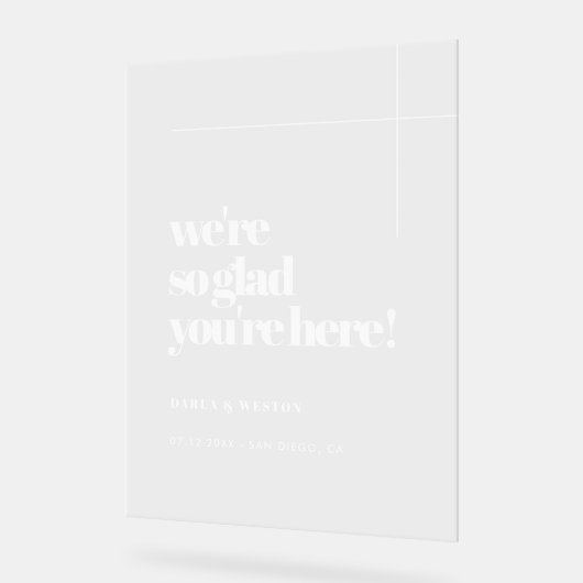 Einfach Chic So froh, dass Sie hier sind willkomme Acrylschild (Winkel)