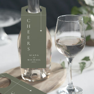 Einfach Chic Wedding Cheers Moss Green ID1046 Flaschenanhänger