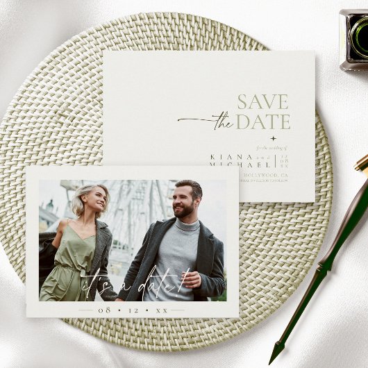 Einfach Chic Wedding Foto Pearl White ID1046 Save The Date