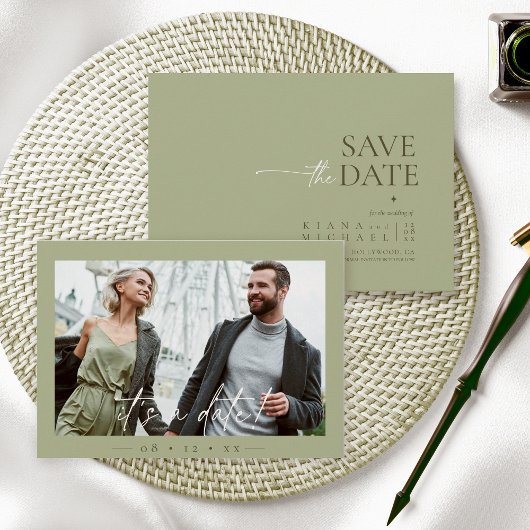Einfach Chic Wedding Foto Sage Green ID1046 Save The Date