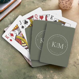 Einfach Chic Wedding Initials Nature Moss ID1046 Spielkarten