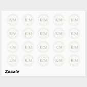 Einfach Chic Wedding Initials Pearl White ID1046 Runder Aufkleber (Blatt)