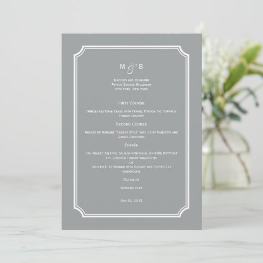 Einfach Chic Wedding Menu Card Menükarte (Stehend Vorderseite)